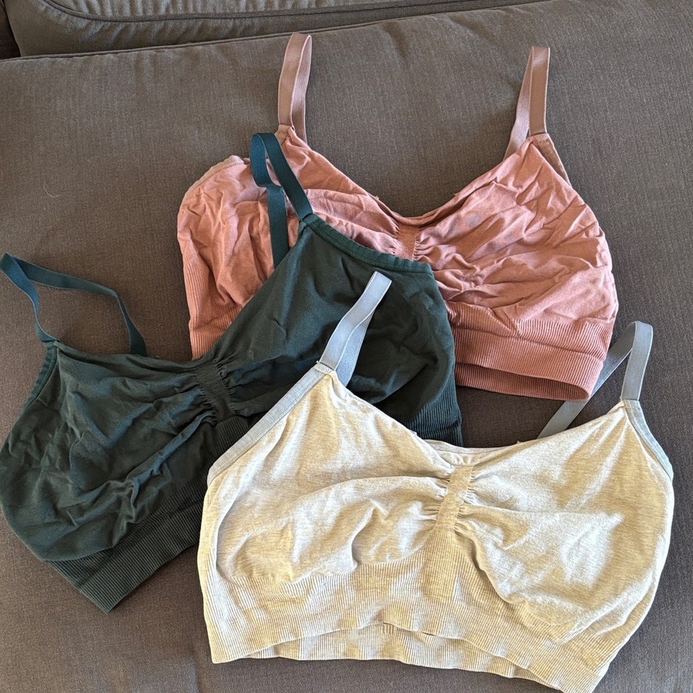 Kindred Bravely bamboo nursing/pumping Bra Set in Pink, Green, and Cream